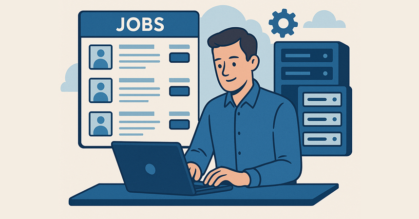 man manages job board server